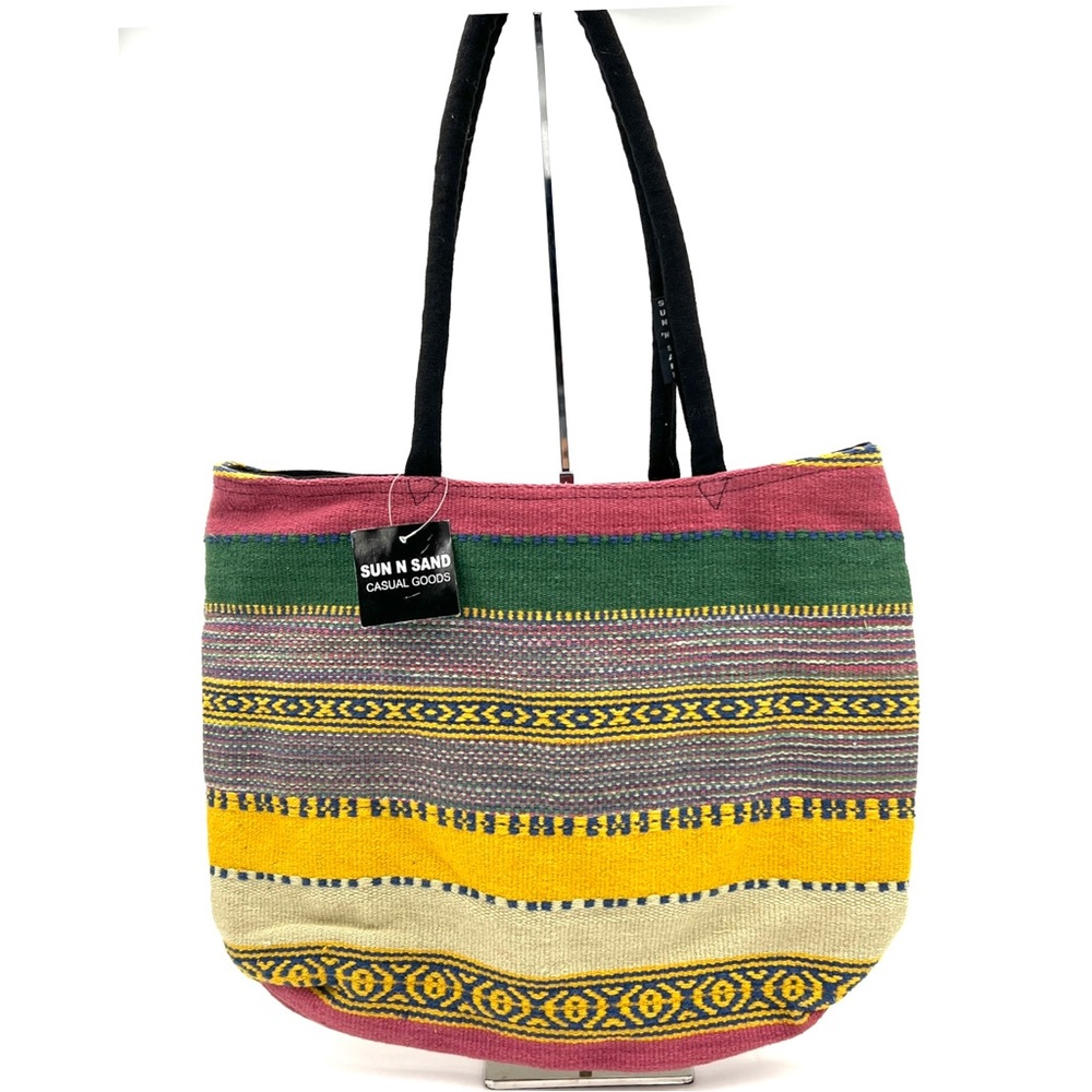 NWT Sun N Sand Saddle Blanket Boho Tote Large Cotton Shoulder Bag - Picture 1 of 6